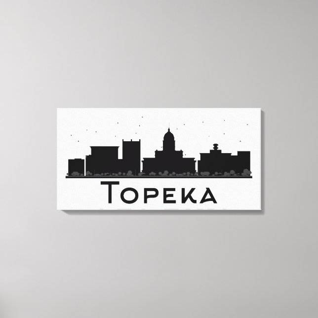 Topeka, Kansas | Black & White City Skyline Canvastryck (Framsida)