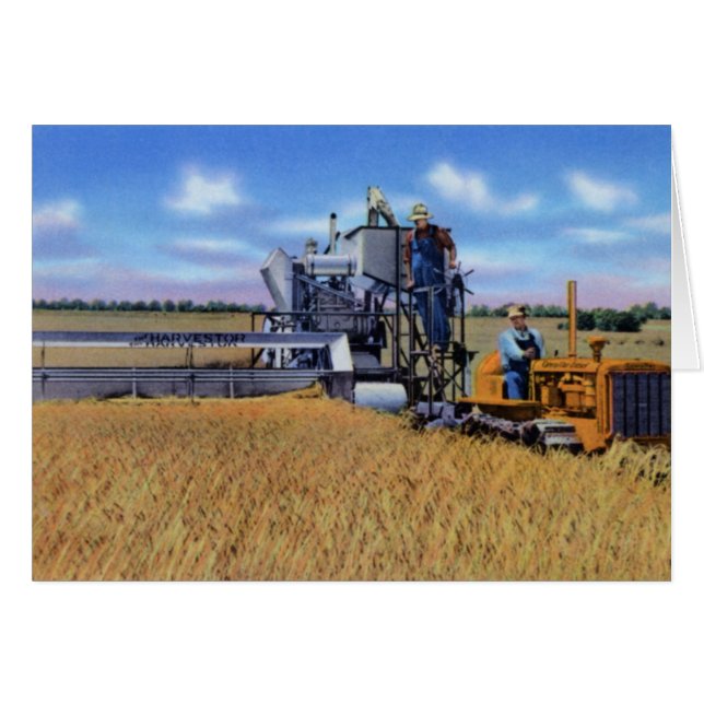 Topeka Kansas Harvesting Wheat Hälsningskort (Framsidan Horizontal)