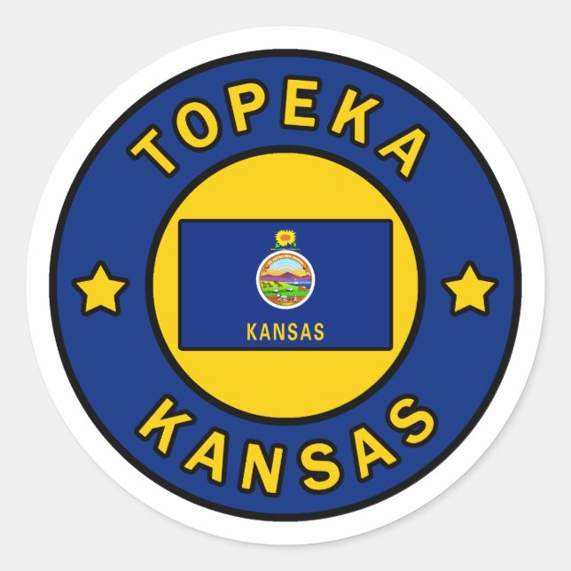 Topeka Kansas Runt Klistermärke (Framsida)