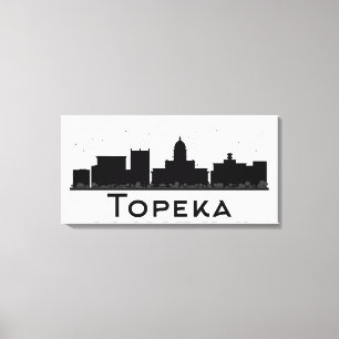 Topeka, Kansas svart & vitstadshorisont Canvastryck