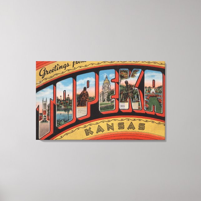 Topeka, KansasLarge Brev ScenesTopeka, KA Canvastryck (Framsida)