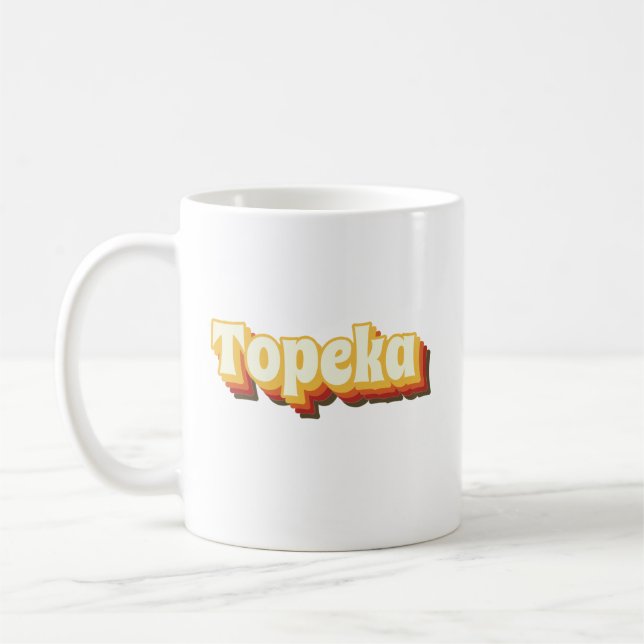 Topeka Retro Vintage Text Kaffemugg (Vänster)
