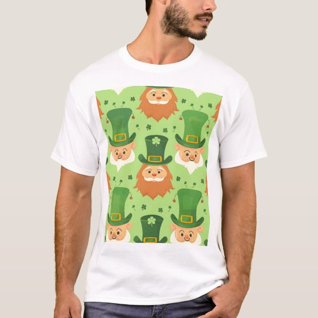 Tophat Leprechaun Mönster T Shirt (Framsida)