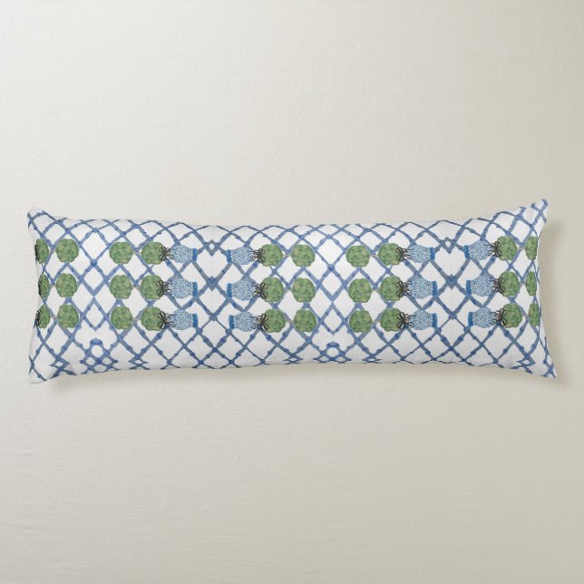 Topiaries Blue White Ginger Burk Burk  Kroppskudde (Baksidan)