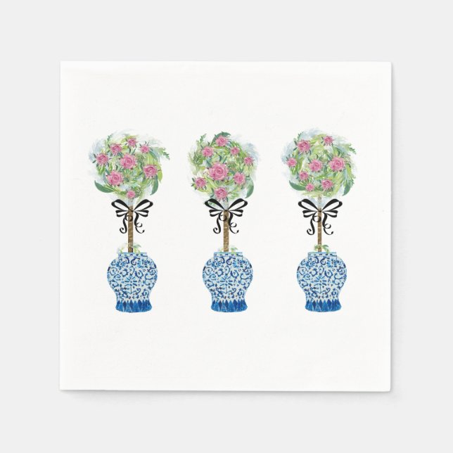 Topiary Blå och Vit Ingefära Kruka Dörrmatta Matt Pappersservett (Framsidan)