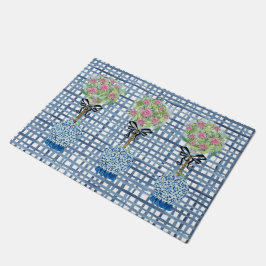 Topiary Blue and White Ginger Burk Doormat Matta