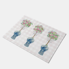 Topiary Blue and White Ginger Burk Doormat Matta