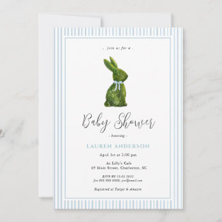 Topiary Bunny Blue Baby Boy Shower  Inbjudningar