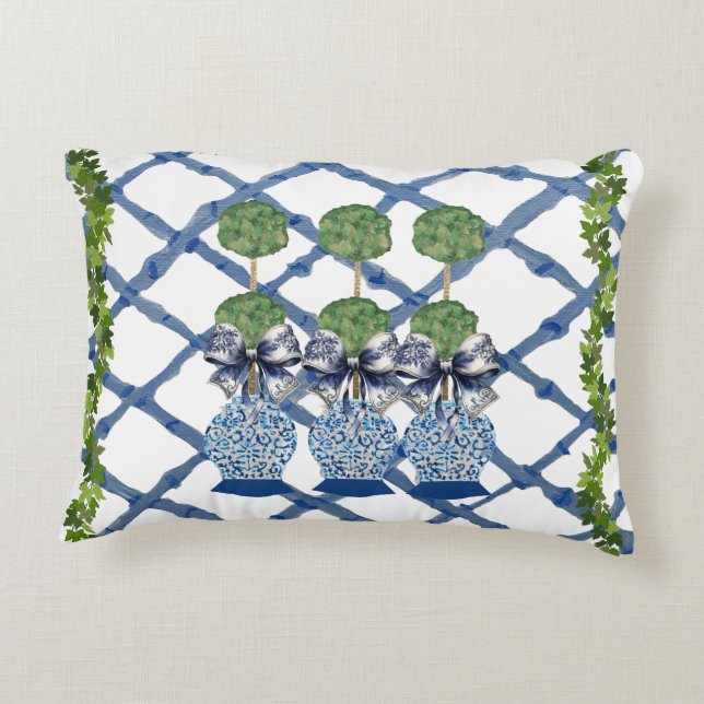 Topiary Chinoiserie Ginger Burk Burk Lumbar Prydnadskudde (Baksidan)