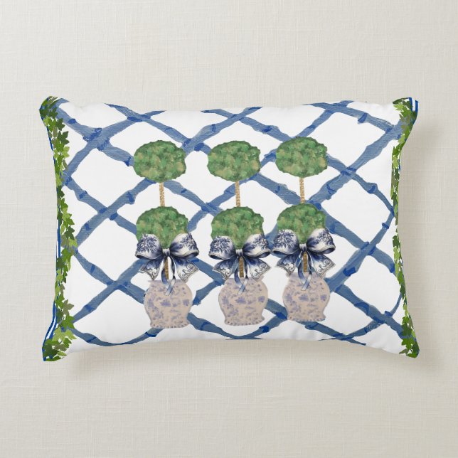 Topiary Chinoiserie Ginger Burk Burk Lumbar Prydnadskudde (Framsidan)