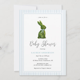 Topiary Kanin Blå Baby Pojke Bebis Shower Inbjudningar