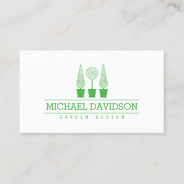 Topiary Trio Gardener Landscaping Bright Grönt Visitkort