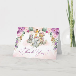 Topical Boho Jungle Animals Lila Tack Kort