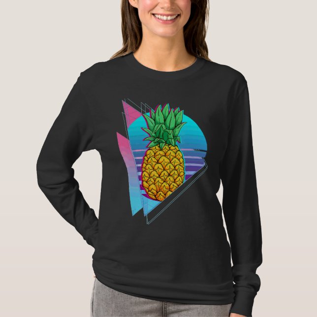 Topikal sommarvaccinering Pineapple Synthwave 90s  T Shirt (Framsida)