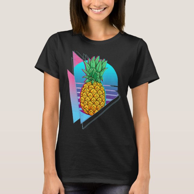 Topikal sommarvaccinering Pineapple Synthwave 90s  T Shirt (Framsida)