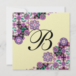 TOPKAPI BLACK WHITE DAMASK MONOGRAM rosa guld Inbjudningar