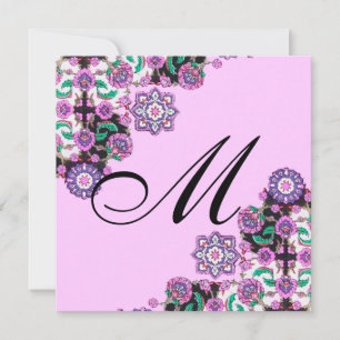 TOPKAPI BLACK WHITE DAMASK MONOGRAM rosa silver Inbjudningar