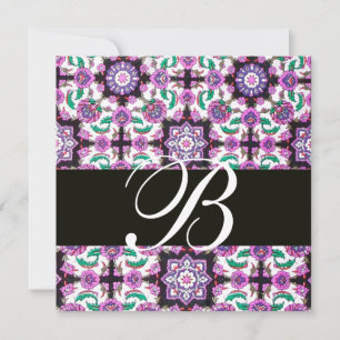 TOPKAPI DAMASK MONOGRAM svartvit rosa grönt Inbjudningar