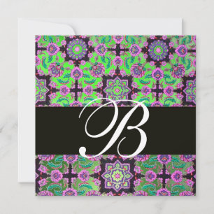 TOPKAPI GRÖN SVART DAMASK MONOGRAM rosa blå Inbjudningar