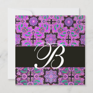 TOPKAPI LILA BLACK DAMASK MONOGRAM rosa grönt Inbjudningar