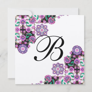 TOPKAPI SVART VIT DAMASK MONOGRAM rosa guld Inbjudningar