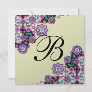 TOPKAPI SVART VIT DAMAST MONOGRAM rosa silver Inbjudningar