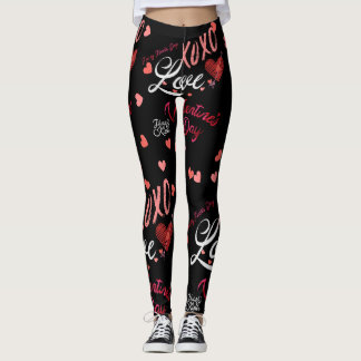 Topografi Alla hjärtans dag Hugs Kisses XOXO-utskr Leggings