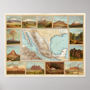 Topografi av Mexico Poster