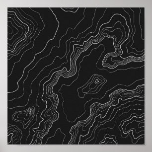 Topografi Black karta Poster