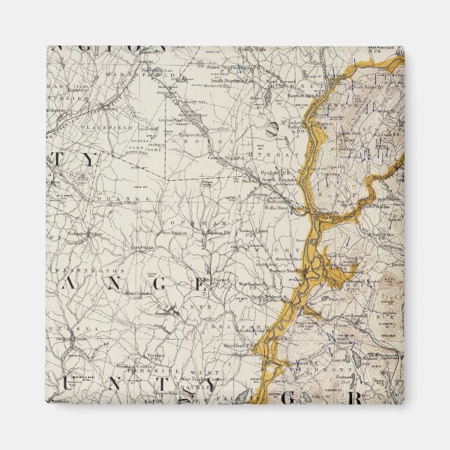 Topografi och Karta i Glace of New Hampshire 2 Magnet (Framsidan)