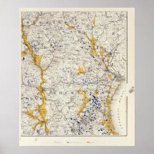Topografi och Karta i Glace of New Hampshire Poster
