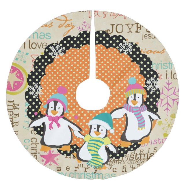 Topografi och kjol för pingvinhelgdagträd julgransmatta borstad polyester (Framsidan)