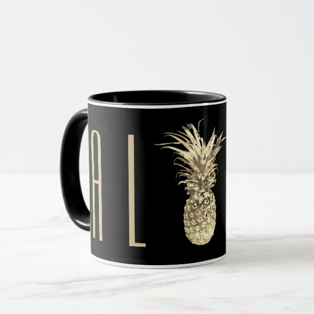 Topografi över ananas Aloha Tropical Guld Mugg (Framsida vänster)