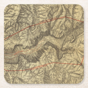 Topografisk karta av den Yosemite dalen 2 Underlägg Papper Kvadrat