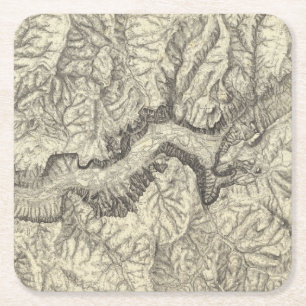 Topografisk karta av den Yosemite dalen Underlägg Papper Kvadrat