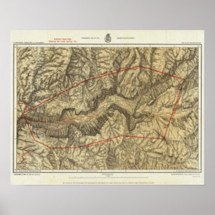 Topografisk Karta i Yosemite Valley Poster
