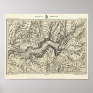 Topografisk Karta i Yosemite Valley Poster