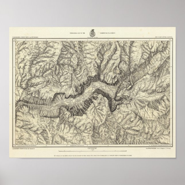 Topografisk Karta i Yosemite Valley Poster (Framsidan)