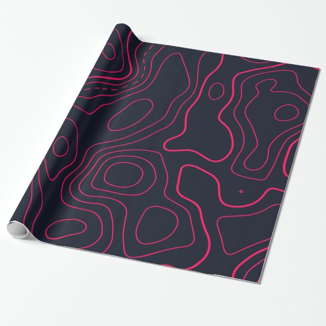 Topografisk Karta Mönster Presentpapper (Utrullad)