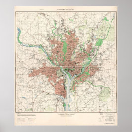 Topografisk karta över Washington, D.C. 1953 Poster
