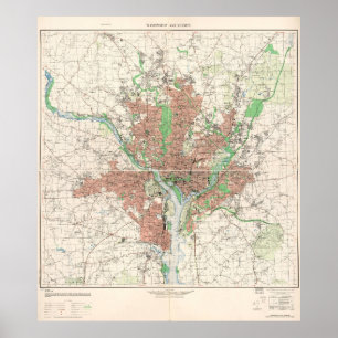Topografisk karta över Washington, D.C. 1953 Poster