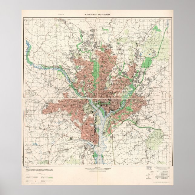 Topografisk karta över Washington, D.C. 1953 Poster (Framsidan)