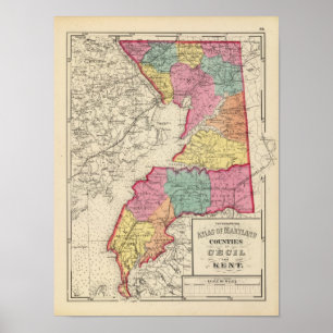 Topografisk kartbok av Maryland län Poster