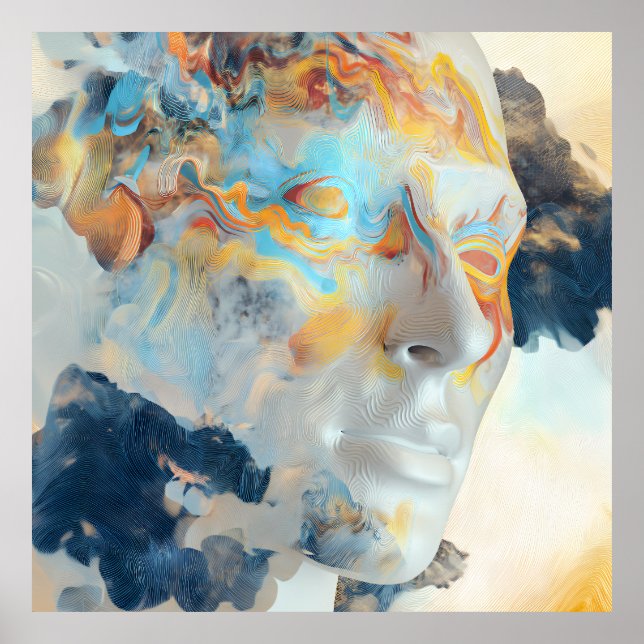 Topografisk sinnesflödes färgglada profil poster (Framsidan)