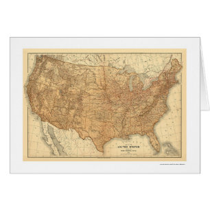Topografisk USA karta - 1883 Hälsningskort