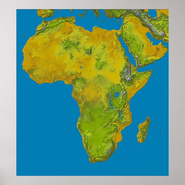 Topografisk vy av Afrika Poster (Framsidan)