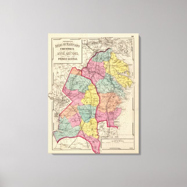 Topografiska atlas av Maryland fylke 4 Canvastryck (Framsida)