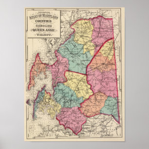 Topografiska atlas från Maryland fylke Poster