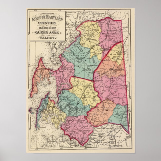 Topografiska atlas från Maryland fylke Poster (Framsidan)