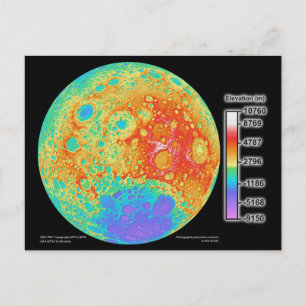 Topografiska Färg Karta i Måne Lunar Yta Vykort